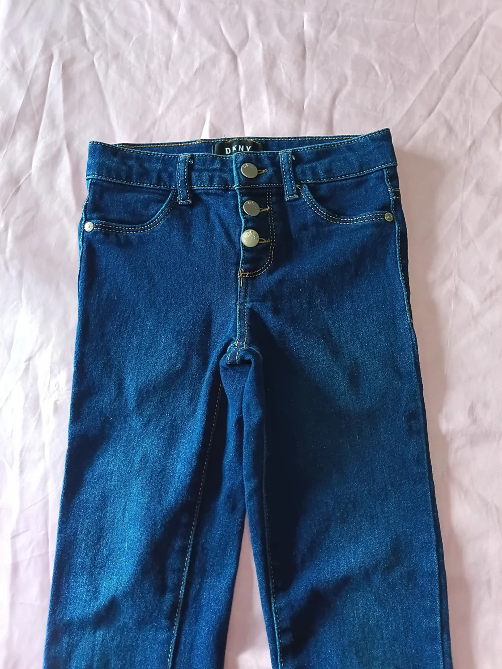 Girls Pink Sequin 'LOVE' Tank Top & Blue Denim Leggings Set Size 7/8